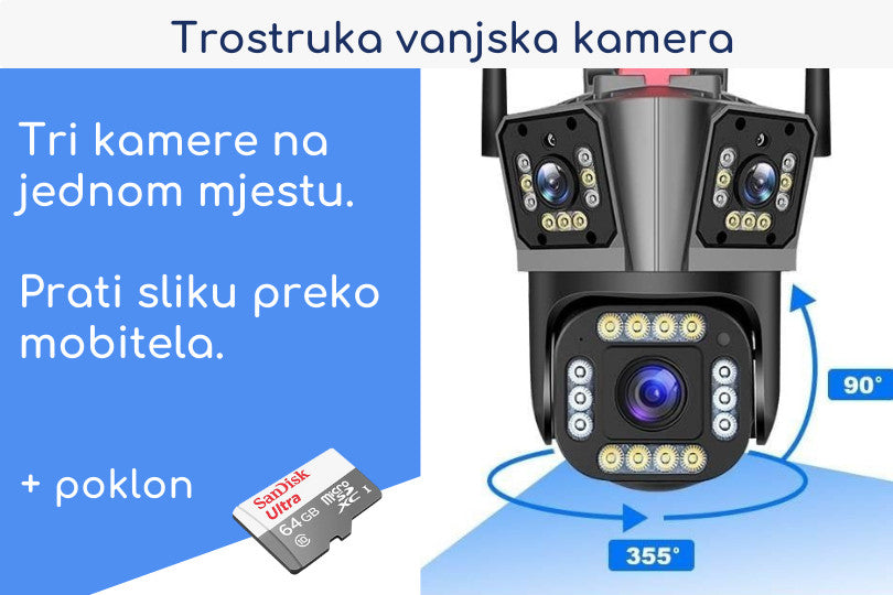Trostruka Wifi kamera Vanjska PTZ