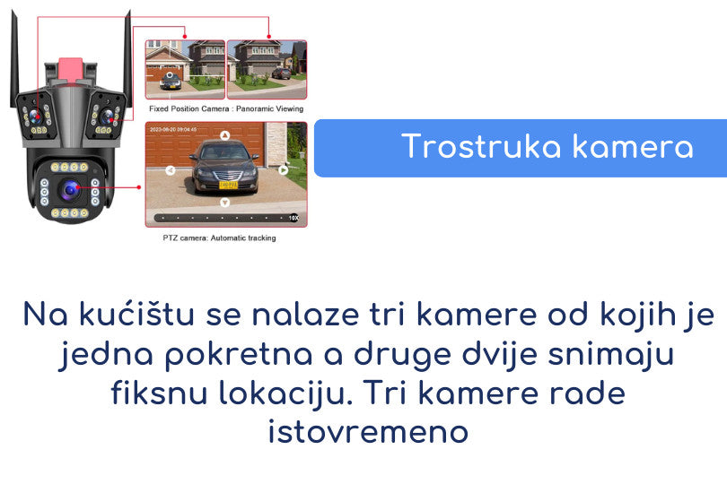 Trostruka Wifi kamera Vanjska PTZ