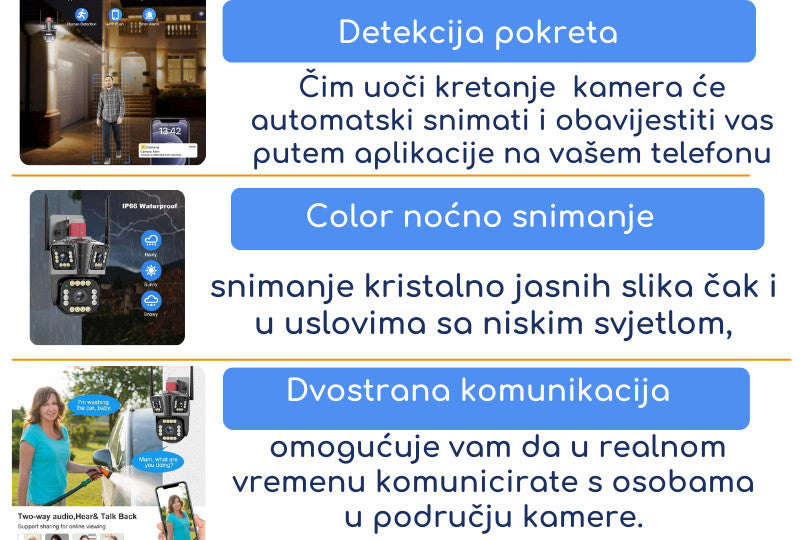Trostruka Wifi kamera Vanjska PTZ