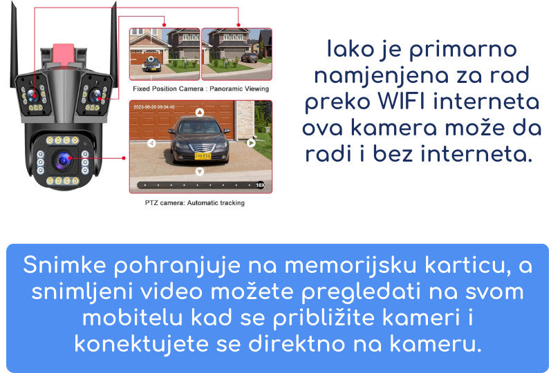 Trostruka Wifi kamera Vanjska PTZ