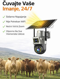 4G Solarna Dvoglava Kamera 360° sa Duplim Ekranom (Radi bez struje i WiFi-a) 6