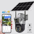 4G Solarna Dvoglava Kamera 360° sa Duplim Ekranom (Radi bez struje i WiFi-a)