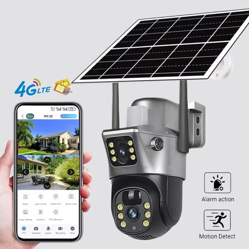 4G Solarna Dvoglava Kamera 360° sa Duplim Ekranom (Radi bez struje i WiFi-a) 1
