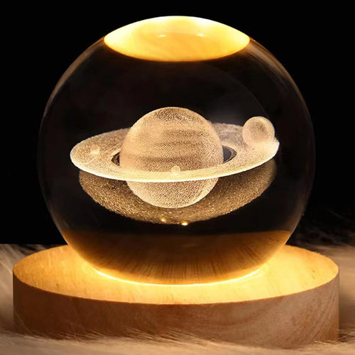 🪐 3D Kristalna Kugla – Saturn LED Noćna Lampa 2