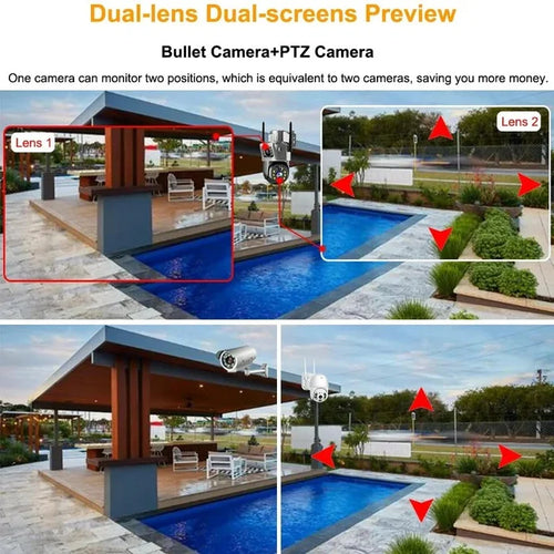 4G Solarna Dvoglava Kamera 360° sa Duplim Ekranom (Radi bez struje i WiFi-a) 3