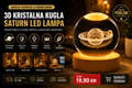 🪐 3D Kristalna Kugla – Saturn LED Noćna Lampa