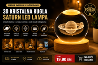 🪐 3D Kristalna Kugla – Saturn LED Noćna Lampa 1
