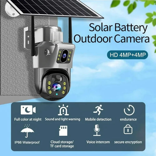 4G Solarna Dvoglava Kamera 360° sa Duplim Ekranom (Radi bez struje i WiFi-a) 4