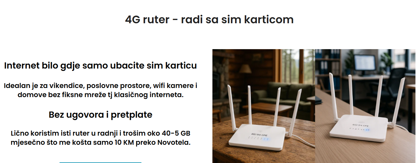 4G BEŽIČNI RUTER NA SIM KARTICU