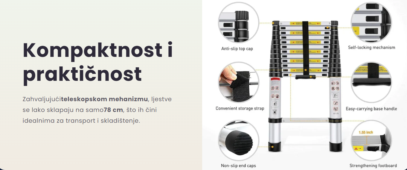 Teleskopske Ljestve 3,8M